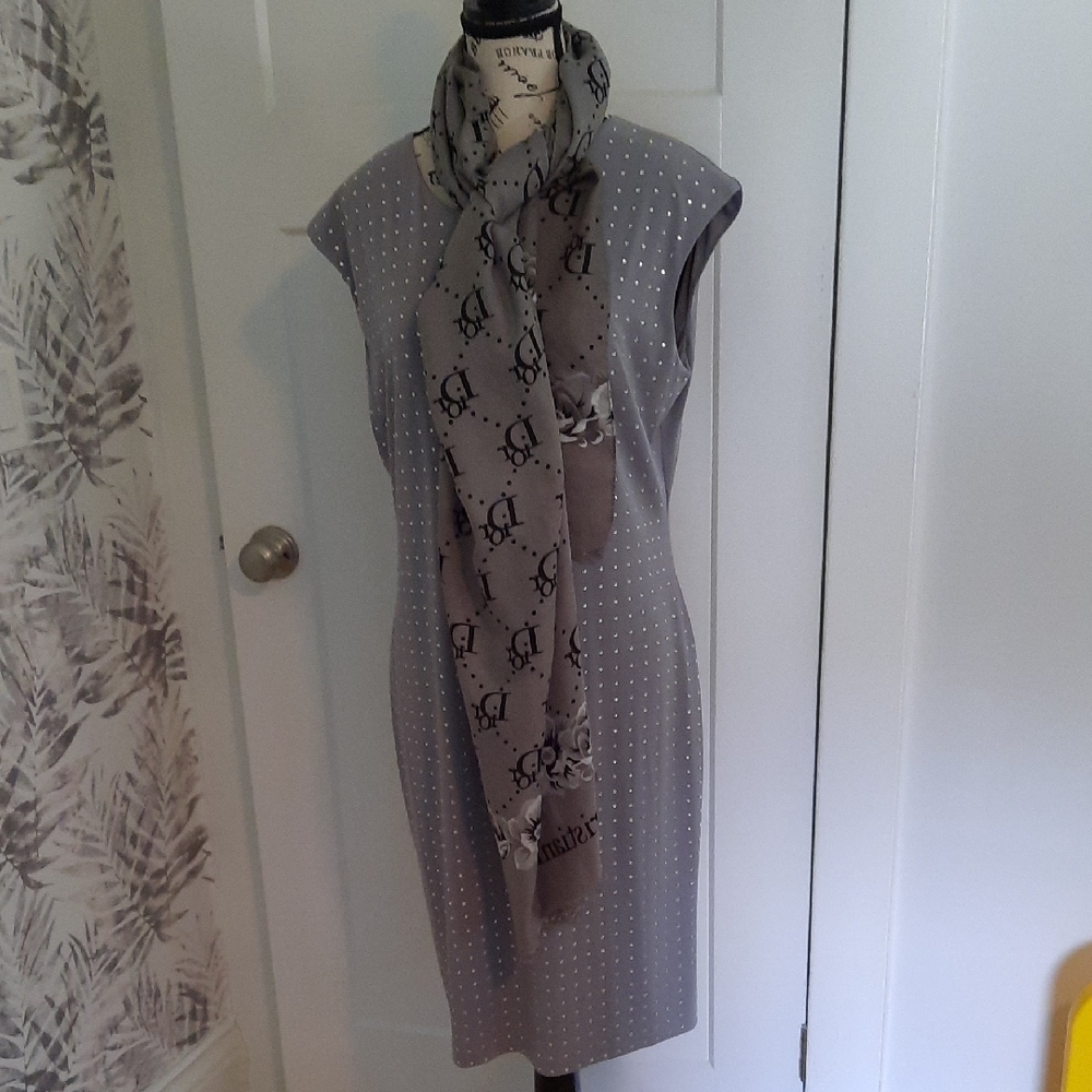 Calvin Klein Gray Midi Dress Elegant Timeless Design